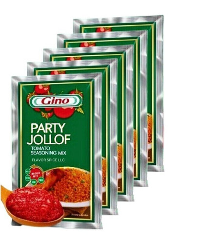 Gino Party Smokey Jollof Tomato Paste Mix with seasoning (Pack of 10 Sachets)