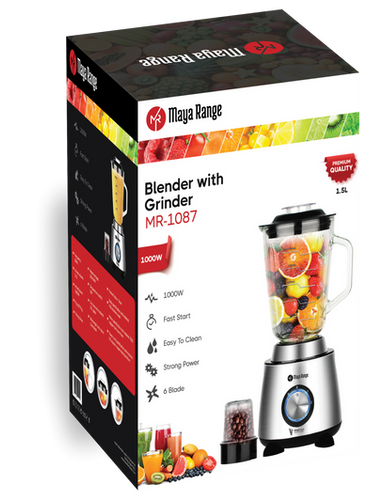 Maya Range -Blender With Grinder STAINLESS STEEL 1000W -MR-1087