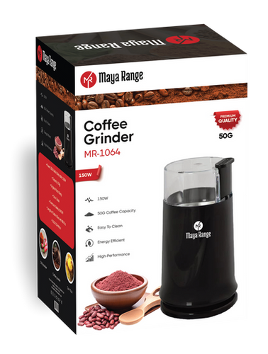 Maya Range - COFEE GRINDER PLASTIC BODY 150W 50G BLACK –MR-1064