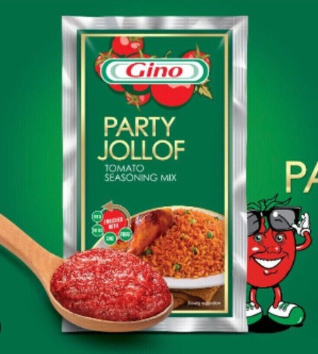 Gino Party Smokey Jollof Tomato Paste Mix with seasoning (Pack of 10 Sachets)