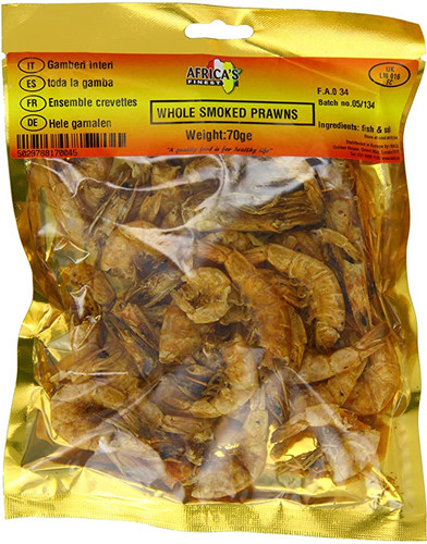 Africa's Finest whole smoked prawns 70g